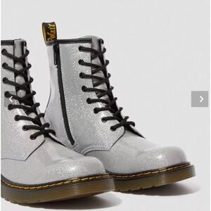 NEW • Dr. Martens • Women’s US Ladies 6 1460 GLITTER LACE UP BOOTS Silver Black